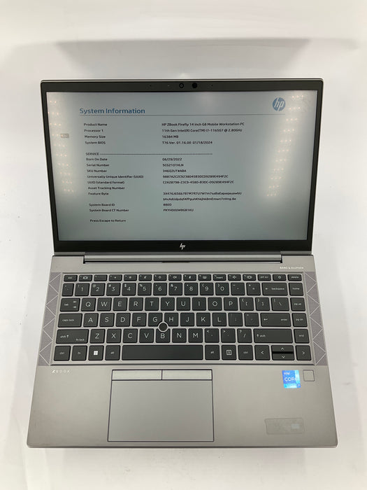 HP Zbook Firefly 14 G8 14" Touch Core i7-1165G7 512GB 16GB A Win 11 Pro T500