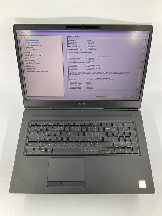 Dell Precision 7750 17.3" Core i9-10885H 512GB 32GB Win 11 Pro RTX 4000