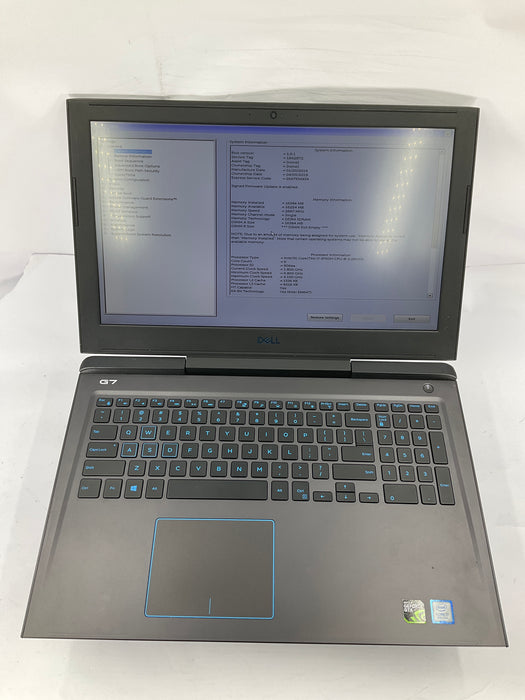 Dell G7 7588 16" Core i7-8750H 256GB 16GB B Win 11 Pro GTX 1060