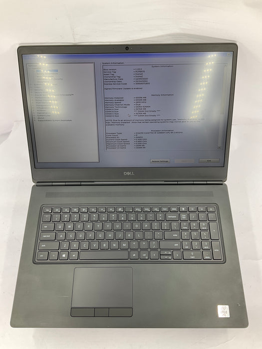 Dell Precision 7750 18" Core i9-10885H 512GB 64GB Win 11 Pro RTX 4000