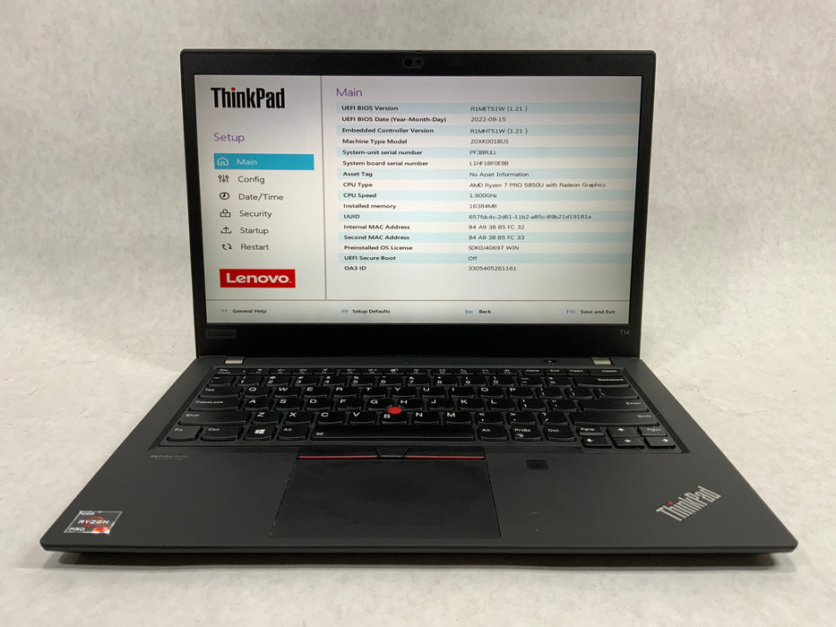 Lenovo ThinkPad T14 Gen 2 14" AMD Ryzen 7 PRO 5850U 1.02TB SSD 16GB RAM Win 10 Pro