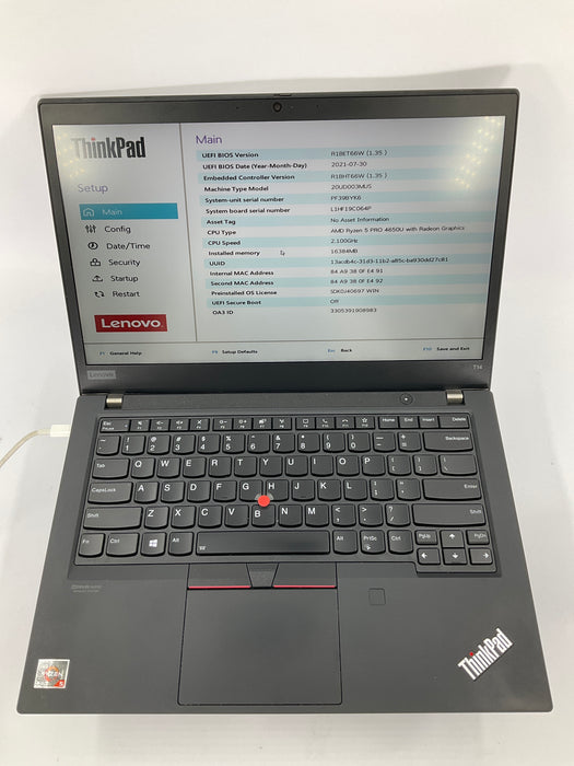 Lenovo Thinkpad T14 Gen 1 14" AMD Ryzen 5 Pro 4650U 512GB 16GB B Win 11 Pro