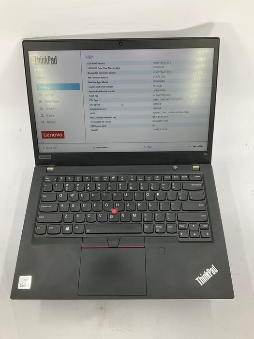 Lenovo ThinkPad T14 Gen 1 14" Core i7-10510U 512GB 16GB B Win 11 Pro