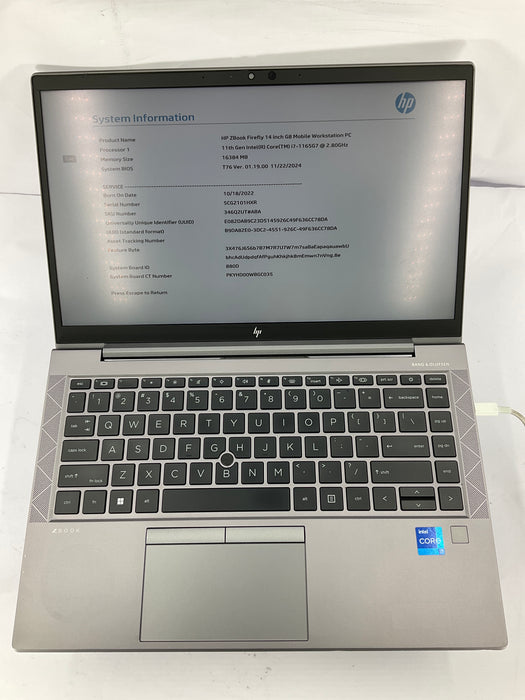 HP Zbook Firefly G8 14" Touch Core i7-1165G7 256GB 16GB B Win 11 Pro T500 *READ*