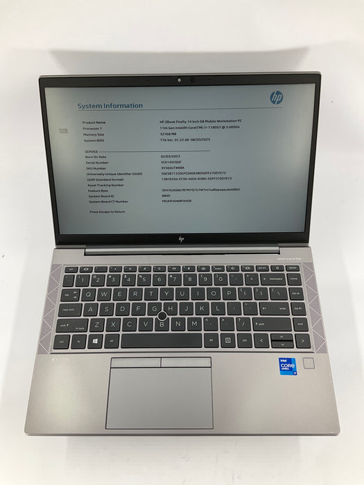 HP Zbook Firefly G8 14" Core i7-1185G7 256GB 32GB B Win 11 Pro