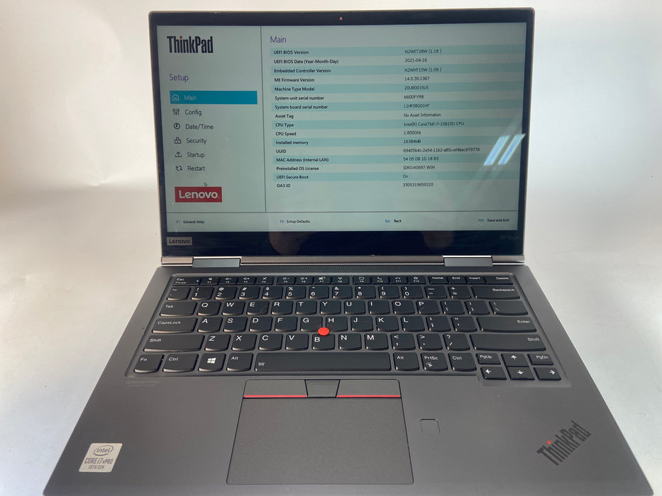 Lenovo ThinkPad X1 Yoga 5th Gen (2-in-1) 14" Touch Intel Core i7-10610U 256GB SSD 16GB RAM Win 11 Pro