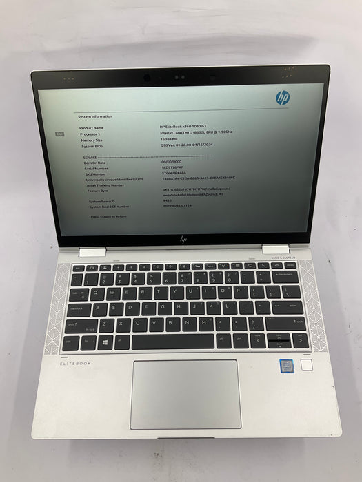 HP EliteBook X360 1030 G3 13.3" Core i7-8650U 250GB 16GB B Win 11 Pro