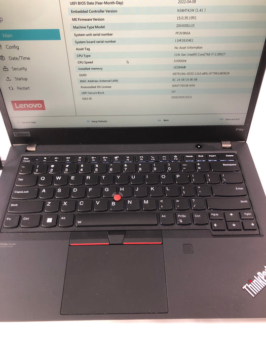 Lenovo ThinkPad P14s Gen 2 (Type 20VX) 14" Intel Core i7-1185G7 256GB SSD 16GB RAM B Win 11 Pro