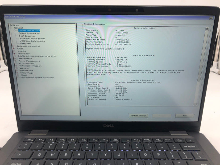 Dell Latitude 7310 13.3" Intel Core i5-10310U 256GB SSD 16GB RAM Win 11 Pro