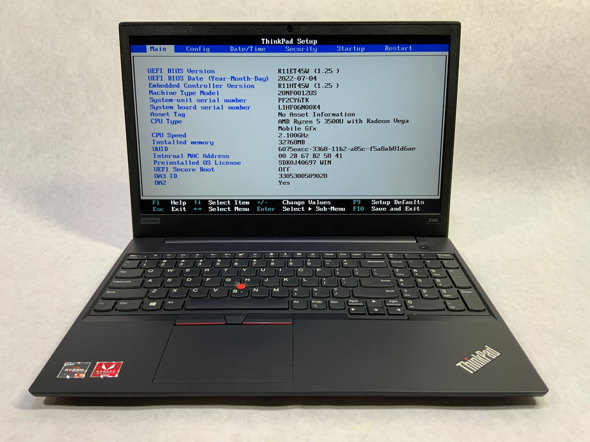 Lenovo ThinkPad E595 AMD Ryzen 5 3500U 256 GB 32 GB — 3R Technology