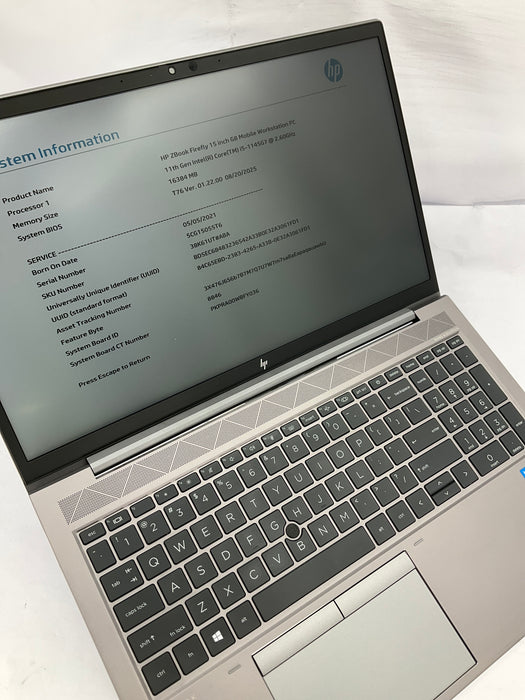 HP Zbook Firefly G8 15.6" Core i5-1145G7 256GB 16GB Win 11 Pro T500 *READ*