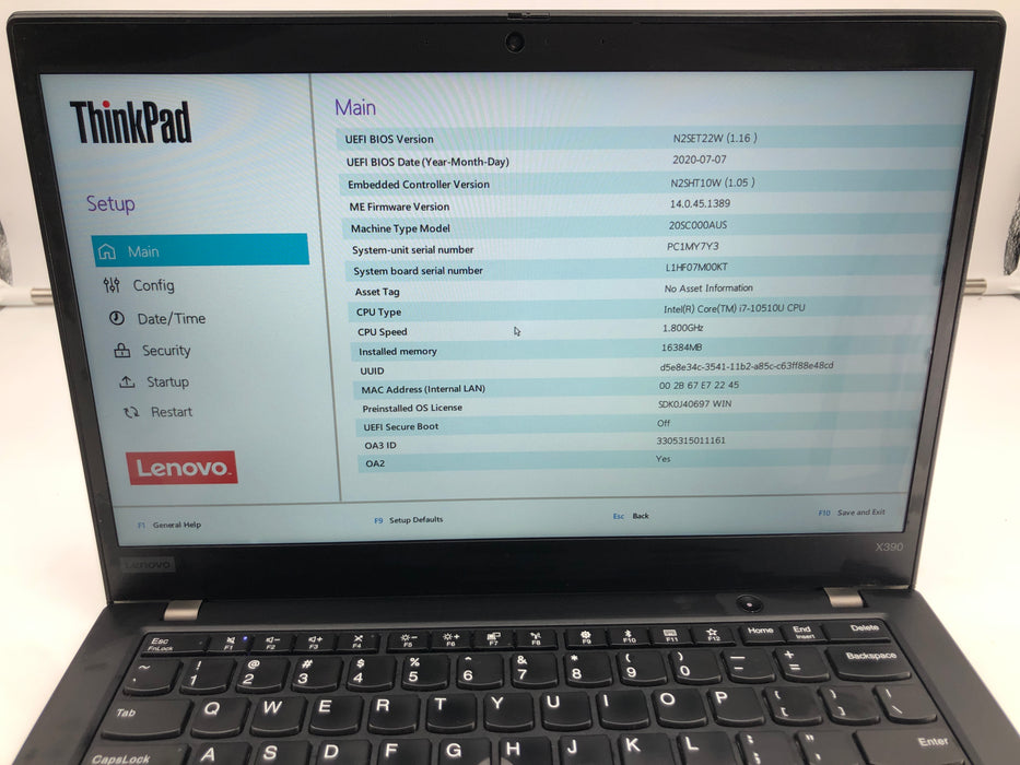 Lenovo ThinkPad X390 13.3" Intel Core i7-10510U 512GB SSD 16GB RAM Win 11 Pro