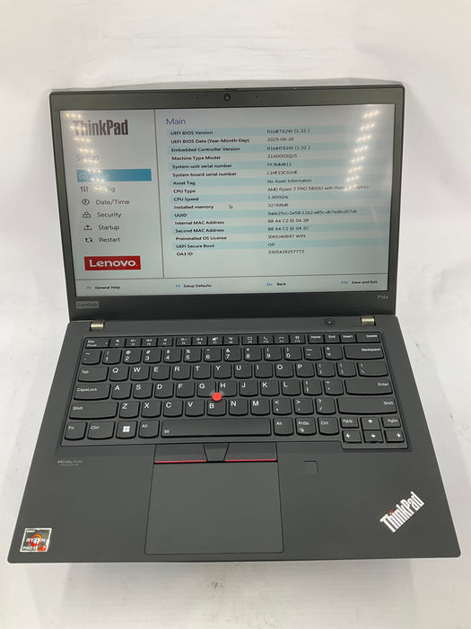 Lenovo ThinkPad P14s Gen 2 14" Touch AMD Ryzen 7 PRO 5850U 512GB 32GB B W11P