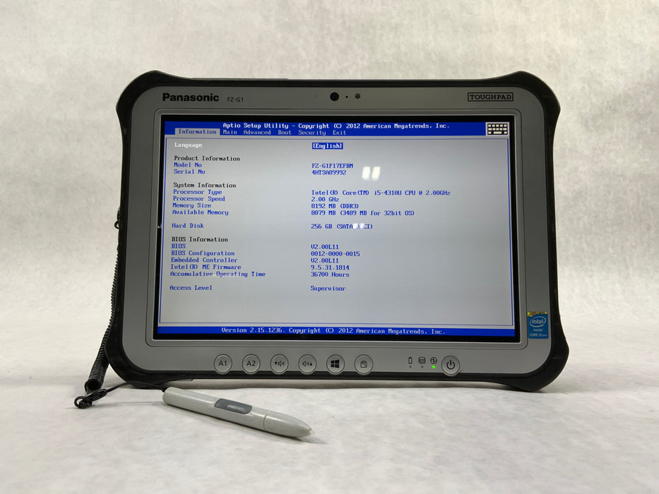 Panasonic Toughpad FZ-G1 10.1" Rugged Tablet Intel Core i5-4310U 256GB SSD 8GB RAM A Win 10 Pro