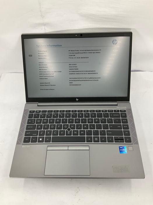 HP Zbook Firefly G8 14" Touch Core i7-1165G7 240GB 16GB B Win 11 Pro T500