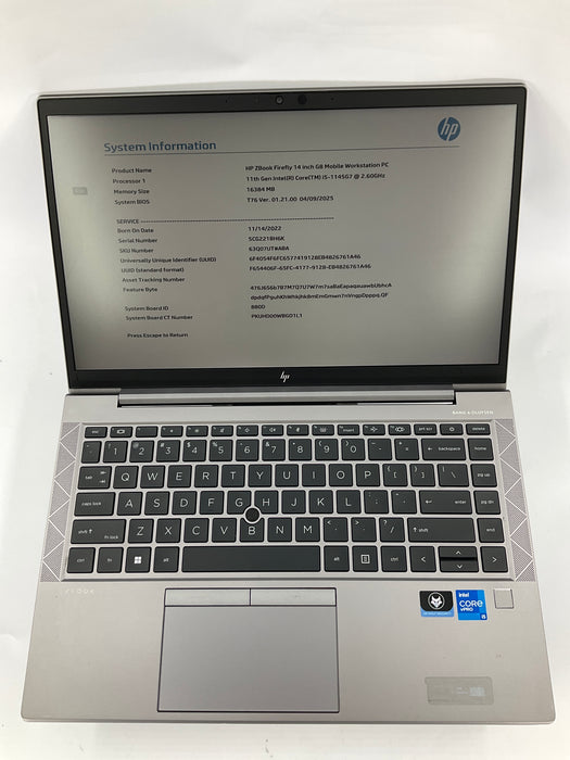 HP ZBook Firefly 14 G8 14" Core i5-1145G7 256GB 16GB B Win 11 Pro T500