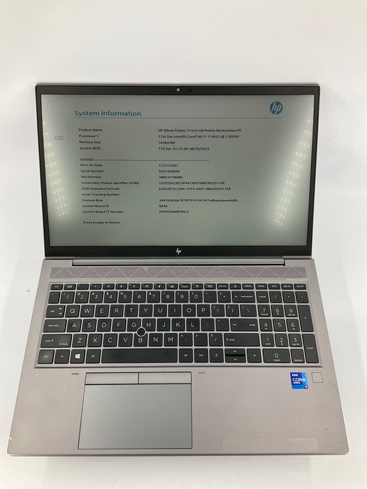 HP Zbook Firefly 15 G8 15.6" Core i7-1185G7 256GB 16GB B Win 11 Pro
