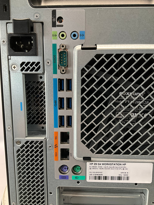 HP Z8 G4 Workstation Dual Xeon Gold 5122 256GB 32GB Win 11 Pro Radeon Pro WX7100