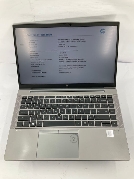HP Zbook Firefly 14 G7 14" Touch Core i7-10610U 512GB 16GB B Win 11 Pro