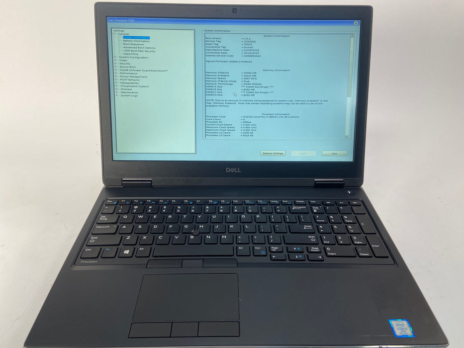 Dell Precision 7530 15.6" Intel Core i7-8850H 256GB SSD 16GB RAM Win 11 Pro