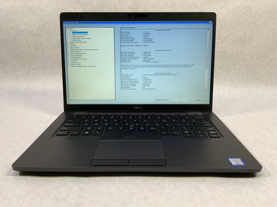 Dell Latitude 5400 14" Intel Core i5-8365U 256GB SSD 8GB RAM B Win 11 Pro