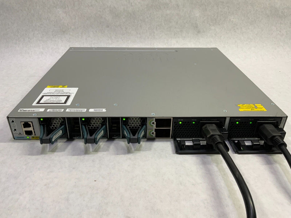 Cisco WS-C3850-24P-S 24 Port Gigabit Ethernet PoE+ Switch w/ NM-2-10G, 2PSU 715w