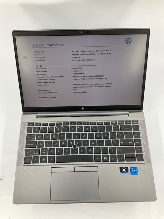 HP Zbook Firefly G8 14" Core i5-1145G7 256GB 32GB B Win 11 Pro
