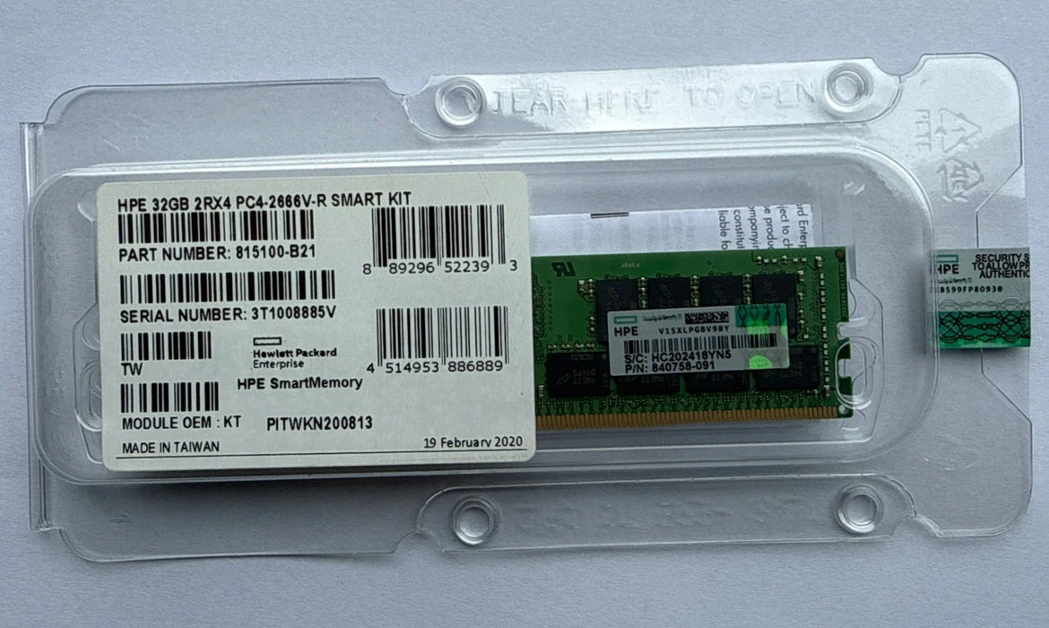 NEW SEALED HPE 32GB Server Memory Kit RAM 2Rx4 PC4-2666V-R DDR4 815100-B21