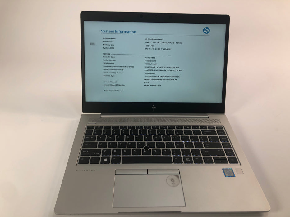 HP EliteBook 840 G6 14" Intel Core i7-8665U 256GB SSD 16GB RAM B Win 11 Pro