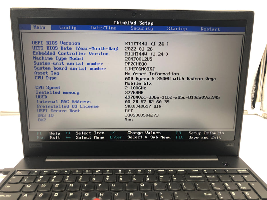 Lenovo ThinkPad E595 20NF 15.6" AMD Ryzen 5 3500U 1TB SSD 32GB RAM Win 11 Pro