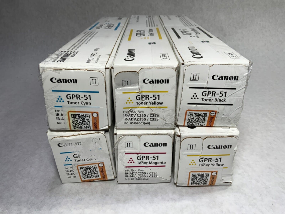 Lot of 6 - Canon GPR-51 Yellow Magenta Cyan Black Toner for imageRUNNER ADVANCE