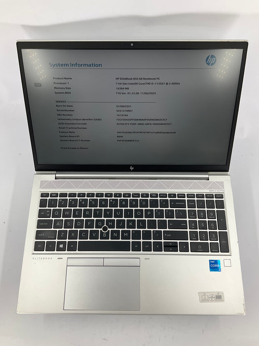 HP EliteBook 850 G8 15.6" Core i5-1135G7 512GB 16GB B Win 11 Pro