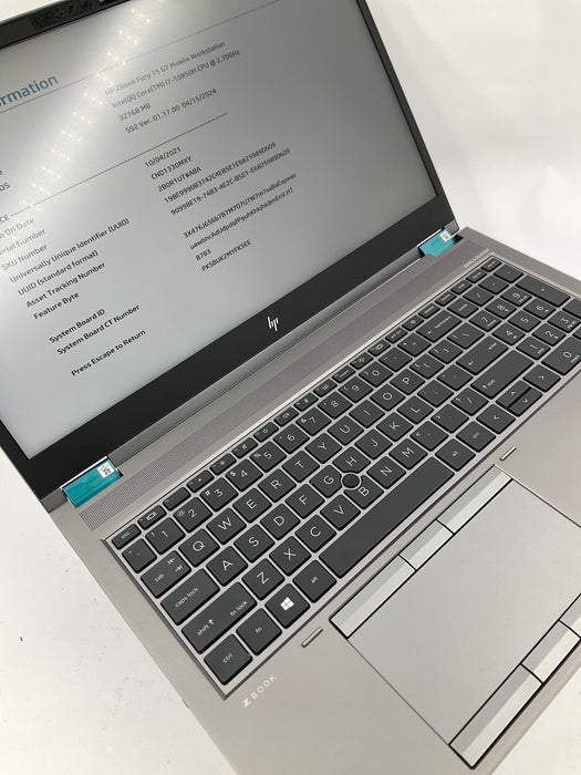 HP Zbook Fury G7 15.6" Core i7-10850H 512GB 32GB B Win 11 Pro T1000