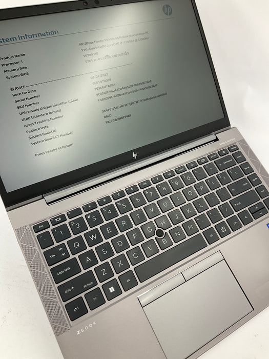 HP ZBook Firefly G8 14" Core i7-1185G7 256GB 16GB B Win 11 Pro *READ*