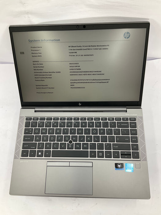 HP ZBook Firefly 14 G8 14" Core i5-1145G7 256GB 16GB B Win 11 Pro T500