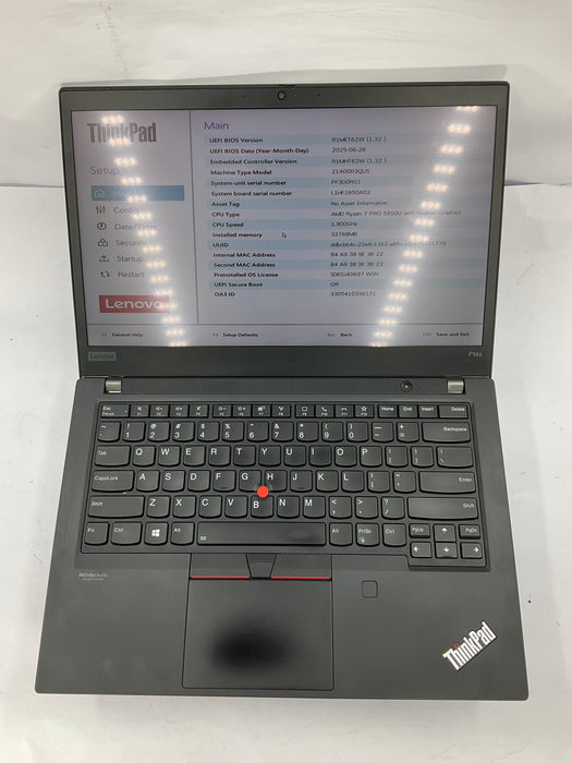 Lenovo ThinkPad P14s Gen 2 14" AMD Ryzen 7 PRO 5850U 512GB 32GB  B Win 11 Pro