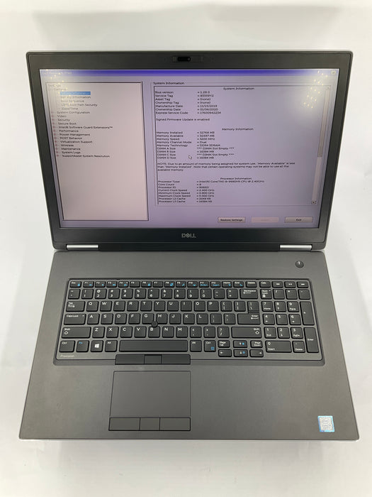 Dell Precision 7740 17.3" Core i9-9980HK 512GB 32GB Win 11 Pro Radeon WX 7100