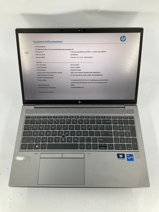 HP Zbook Firefly G8 15.6" Core i7-1185G7 512GB 32GB B Win 11 Pro T500