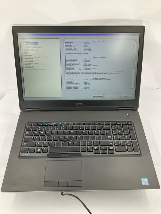 Dell Precision 7740 18" Core i9-9980K 512GB 32GB Win 11 Pro RTX 4000