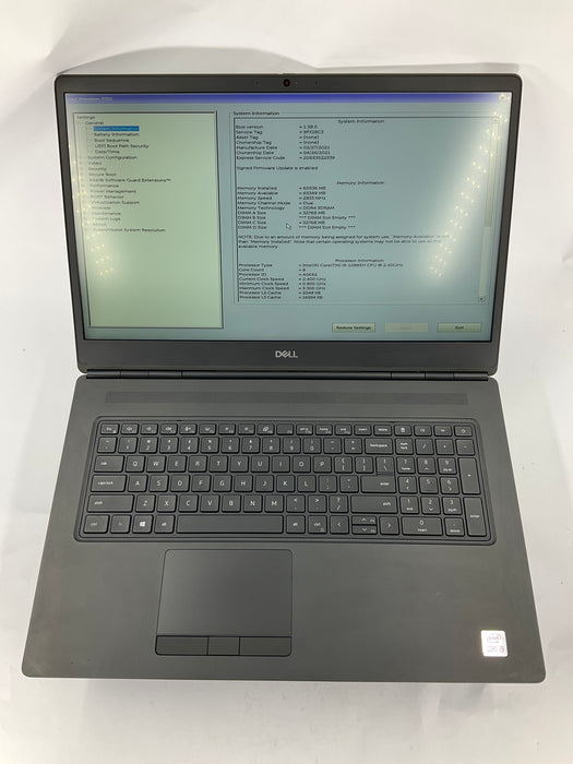 Dell Precision 7750 17.3" Core i9-10885H 512GB 64GB Win 11 Pro RTX 5000