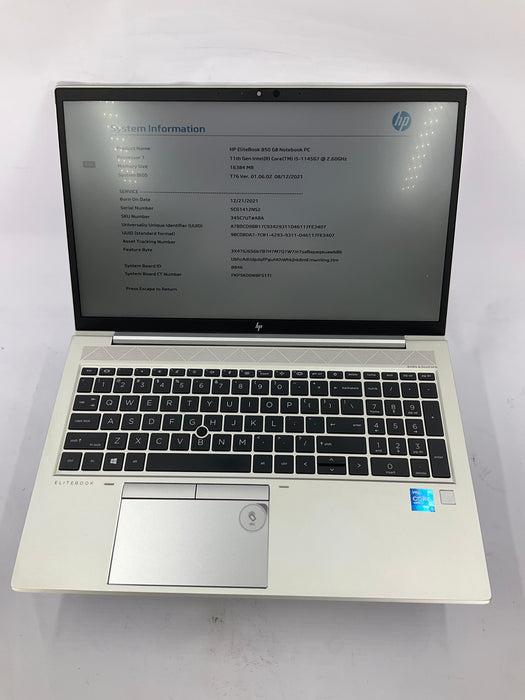 HP EliteBook 850 G8 15.6" Core i5-1145G7 256GB 16GB B Win 11 Pro *SCRATCHED SCREEN*