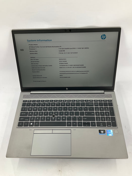 HP Zbook Firefly G8 15.6" Core i7-1165G7 512GB 16GB B Win 11 Pro