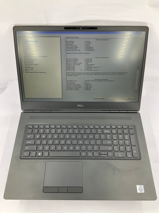Dell Precision 7750 18" Core i9-10885H 512GB 32GB Win 11 Pro RTX 3000