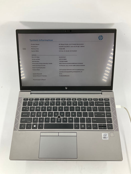 HP Zbook Firefly G7 14" Core i7-10510U 512GB 16GB Win 11 Pro P520