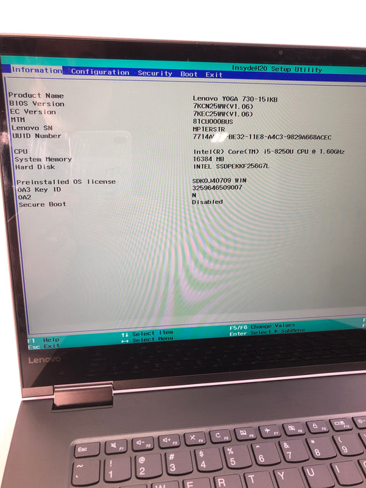 Lenovo IdeaPad Yoga 730-15IKB 15.6" Intel Core i5-8250U 256GB SSD 16GB RAM B Win 11 Pro