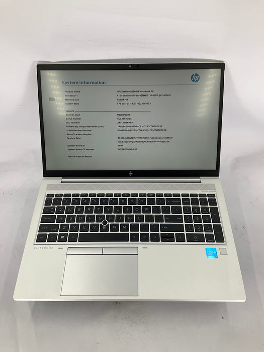 HP EliteBook 850 G8 15.6" Core i5-1145G7 256GB 16GB B Win 11 Pro *READ*
