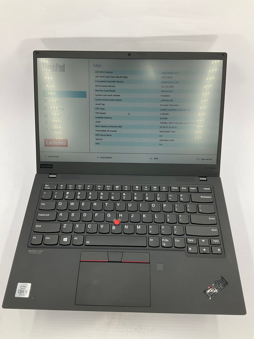 Lenovo ThinkPad X1 Carbon 7th Gen 14" Core i5-10210U 256GB 8GB B Win 11 Pro