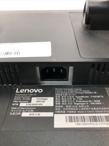 24" Lenovo ThinkVision T24i-10 Full HD (1080p) IPS LCD Monitor