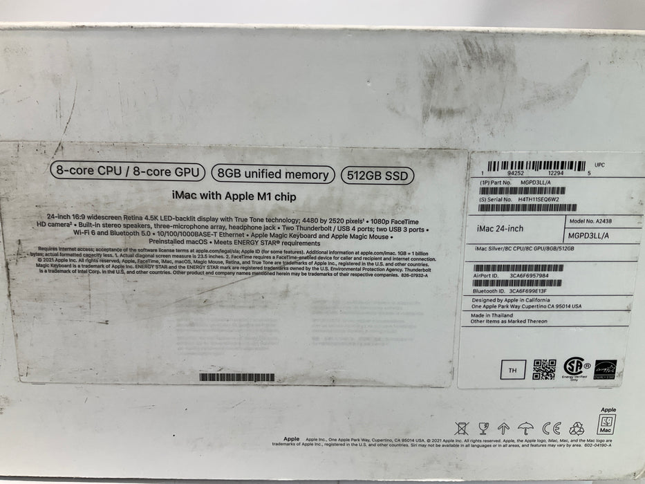 NOB 2021 Apple iMac AIO 23.5" M1 (8 Core/8 Core) 512GB 8GB Tahoe