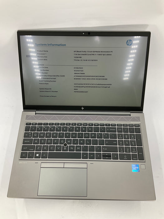 HP Zbook Firefly 15 G8 15.6" Core i7-1185G7 512GB 16GB B Win 11 Pro T500